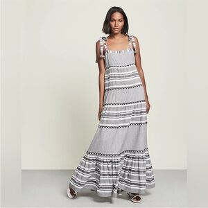Veronica Beard Quartz Striped Tiered Maxi Dress